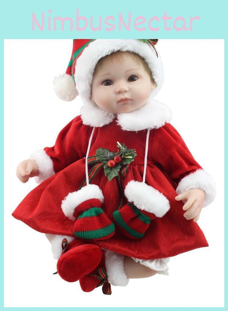 Charming Vinyl Silicone 16'' Lifelike Reborn Doll Baby With Festive Christmas Outfit