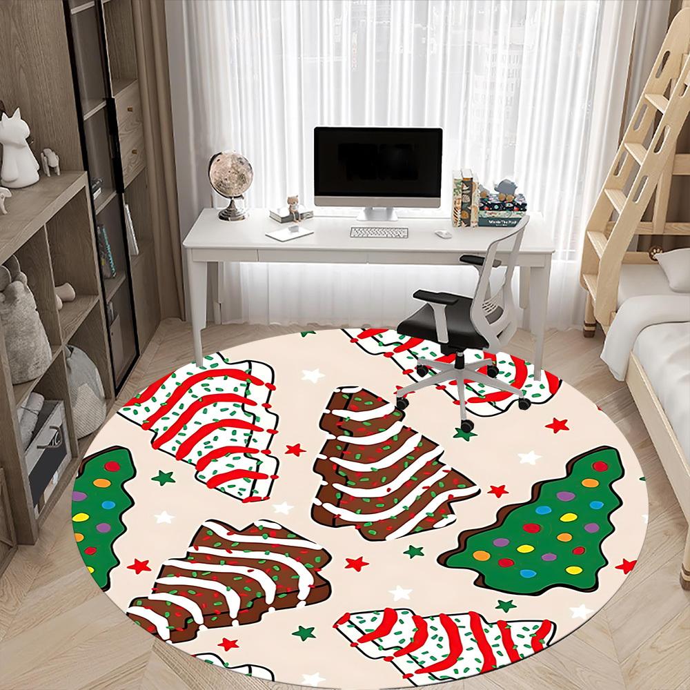 1pc Christmas cookies Office Round Rug, Non-slip, Soft and Durable Office Rug for Interior Decoration, Perfect for Office, Beautiful Decoration yy2603
