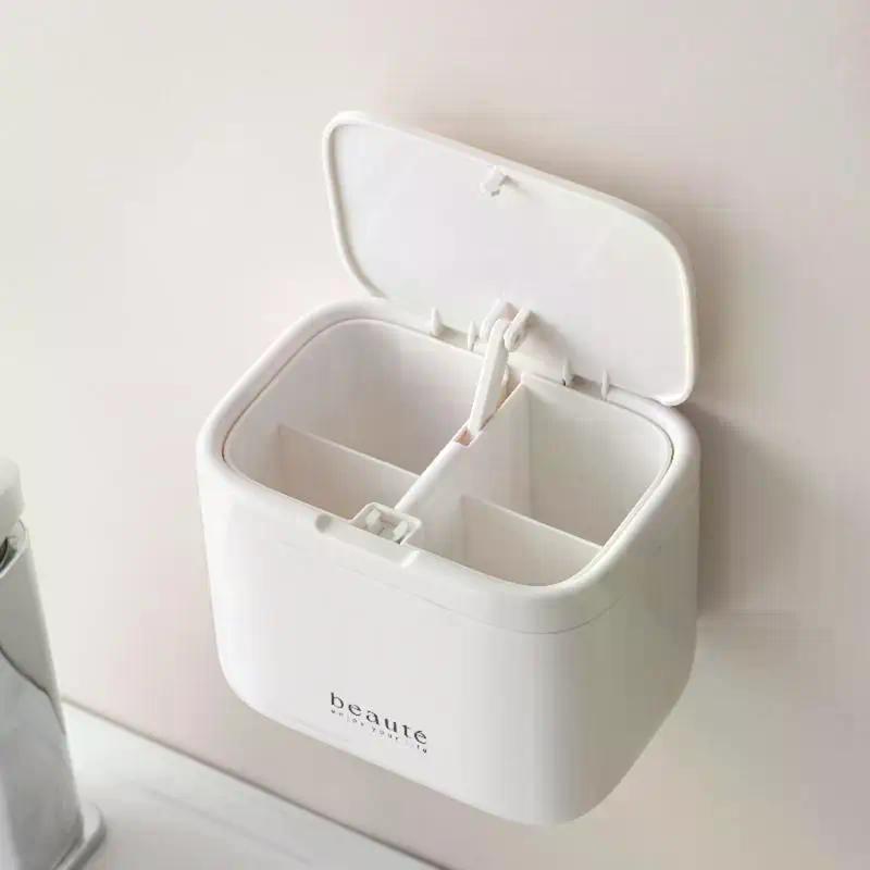 Automatic Pops Up Lift No-drill Cotton Swab And Makeup Cotton Dispenser Hair Accessories And Hair Tie Desktop Storage Box