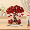 Bohemian Style Acrylic Crystal Heart Rose Tree Decoration, Suitable for Halloween and Christmas Ornaments with Golden Base and Red Roses 