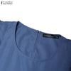 ZANZEA Abito Casual da Donna Girocollo Tinta Unita Largo Manica Corta