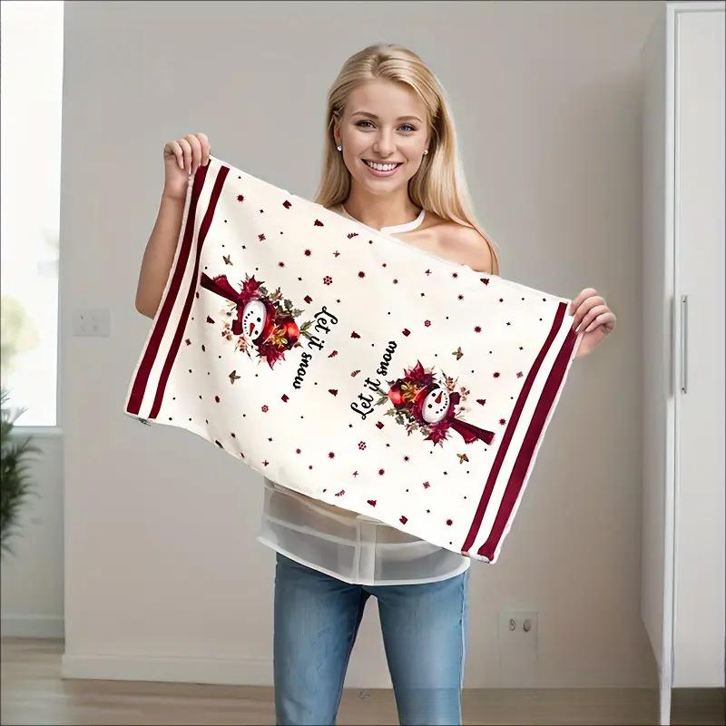 Durable Christmas Kitchen Dishcloth Towel Decorative Quick-drying Christmas Cute  Dish Cloth Hand Towel Kitchen Cleaning