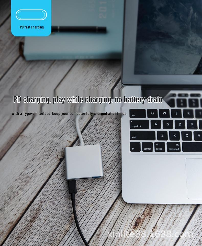 USB-C zu 4K HDMI 3-in-1 Konverter Hub Splitter