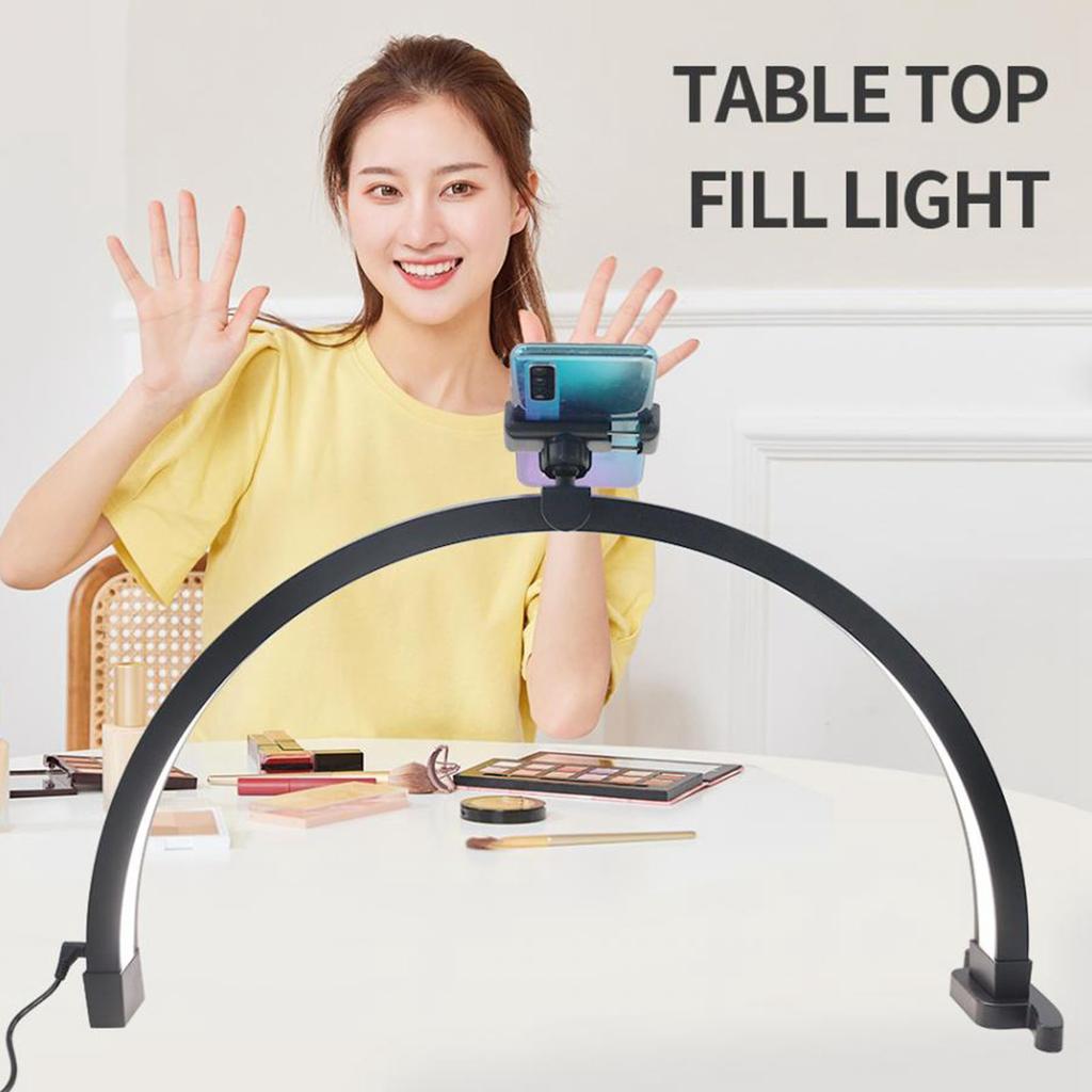 Half Moon Desk Lamp 100 To 240V 3200 To 5600K Dimmable Half Moon Nail Lamp Flicker  Touch Control Panel for Lash Extension