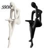 Artistic Home Accessory Abstract Art Thinker Statue, 3D Printed Reading Figurine, Modern Bookshelf Contemporary Statue Sculpture for Living