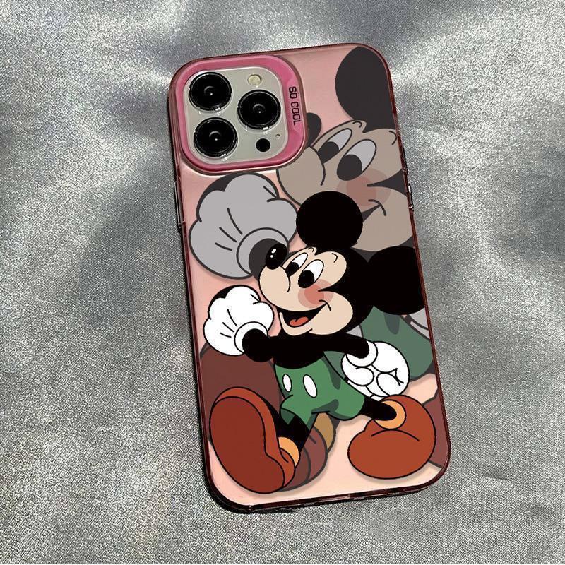 

Trendy Mischievous Mickey Silver Electroplated Hard Shell Phone Case for iPhone 15 Pro Max & 14 iPhone 14 Plus
