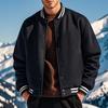 Men's Retro Baseball Jacket Loose Fit Stand Collar Casual Single-Breasted Button Closure