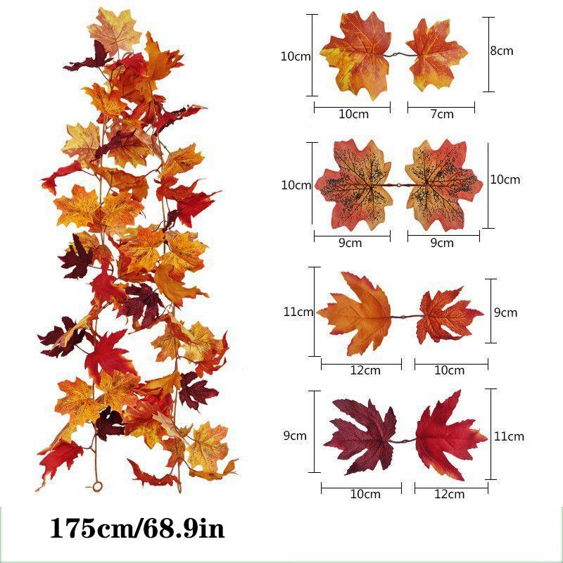 Autumn 180cm Artificial Fall Maple Leaves Garland Hanging Plant Home Party Decor