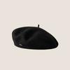 Beret Women's Fashion Retro Casual Wool Beret Artist Hat Wool Versatile Knitted Round Top Bud Hat Warm Hat