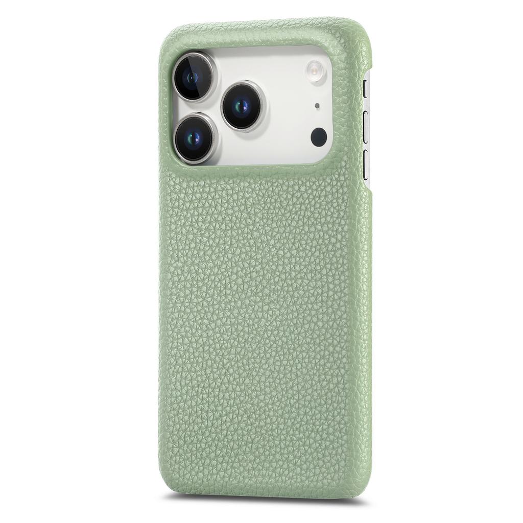 For iPhone 17 Pro Max Case Litchi Texture Leather Coated PC Mobile Back Cover