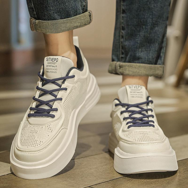 Men's Summer Breathable Anti Slip Sports Casual Board Shoes Men Teenagers Summer Trendy Flat Bottom Fashion Sports White Shoes