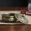 Mini Antique Brass Incense Burner Propitious Dragon Phoenix Hollow Incense Censer Ornaments Chinese Ancient Tea Desk Decor