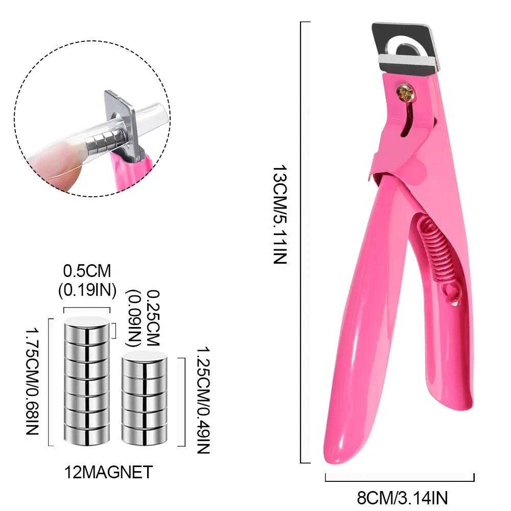 Acryl Nagelschneider Edelstahl Knipser Schere U-Wort Falsche Spitzen Trimmer Maniküre Werkzeuge Gerader Schnitt Kit Mit 12 Stück Magnet