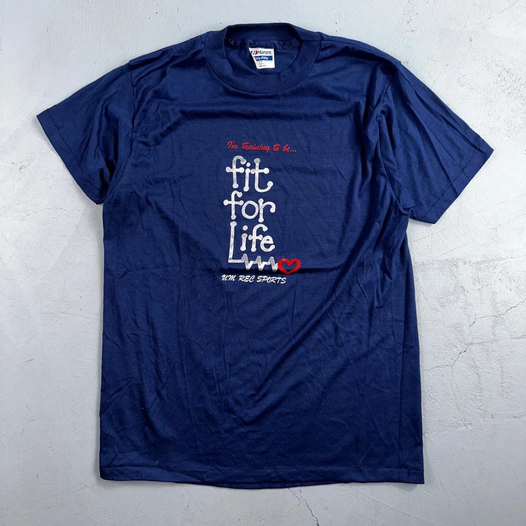 Hanes 80s Fit For Life VTG T Shirt Gym Fitness Large Single Stitch Graphic Cool