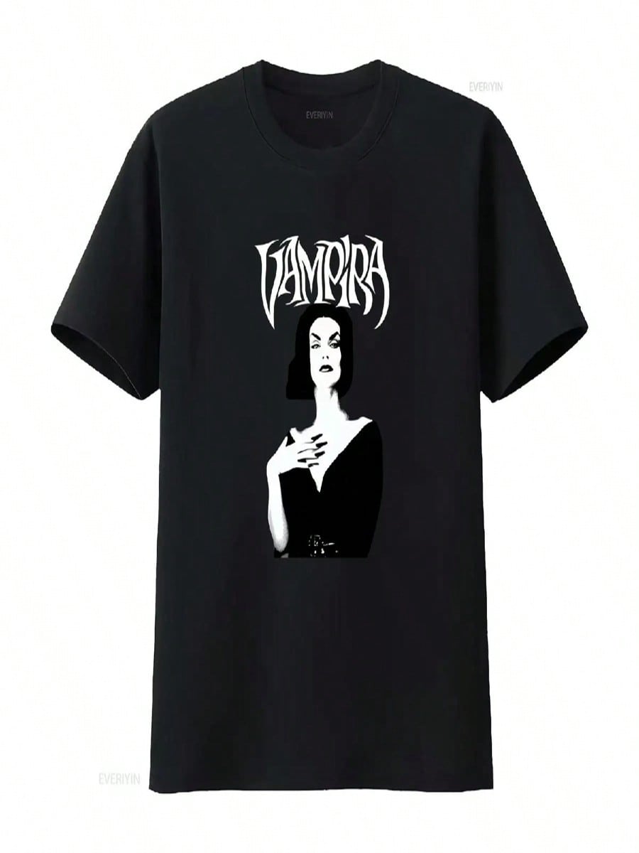 Vampira Horror Host Gothic T Shirt Vampire Halloween Pastel Goth Clothing Soft Grunge Vintage Washed Graphic Casual S разноцветный