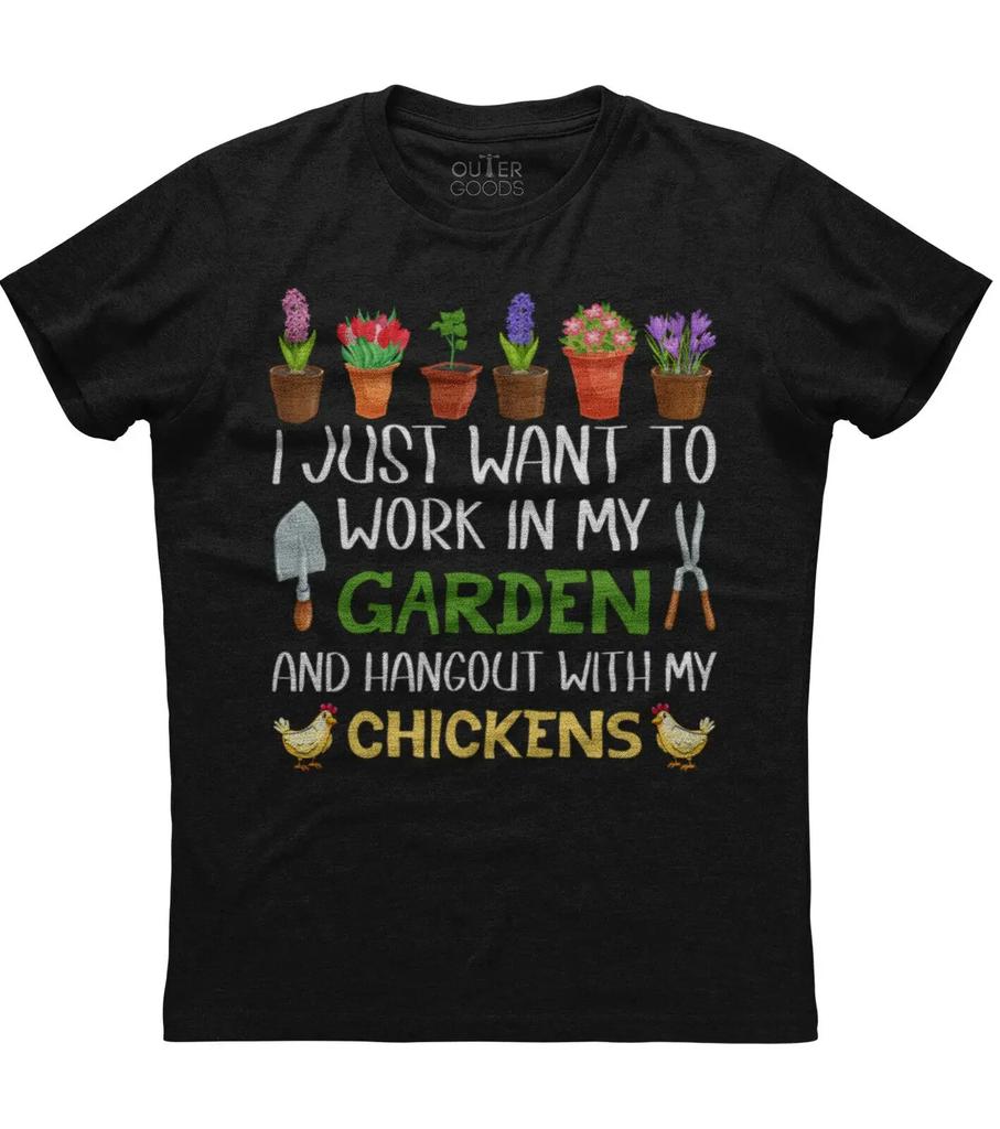 I Just Want To Hangout With My Chickens Funny Graphic Phrase TShirt Summer Cotton ONeck Short Sleeve Unisexs T Shirt New S3XL