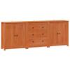 Sideboard with Drawers 3 Pcs Wax Brown Solid Pine Wood