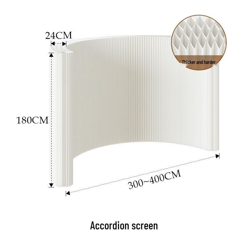 18-Panel Curved Folding Screen Divider – Japanese Style Retractable Wall for Live Broadcasts