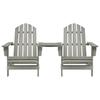 Adirondack Garden Chairs with Table Solid Pine Wood Gray