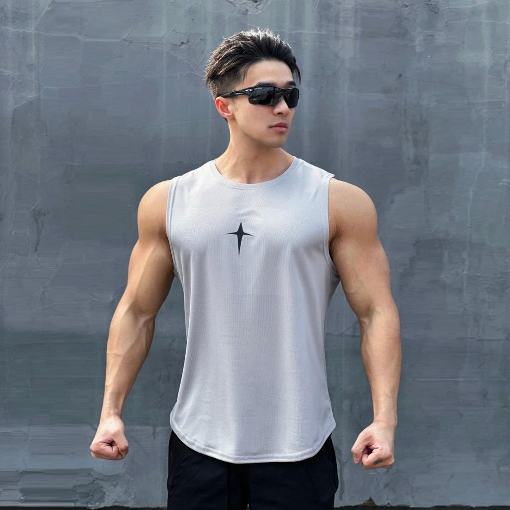 Ärmellose Weste Herren Schnelltrocknend Sportlich Slim Kurzarm T-Shirt Ins Fitness Übergröße Basketball Trainingskleidung