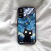 Case for Vivo Y53s 4G Y51 Y31 2020 Anime Black Cat Starry Cloud Print Phone Cover Acrylic Hard Back Shell With Flexible TPU Edge