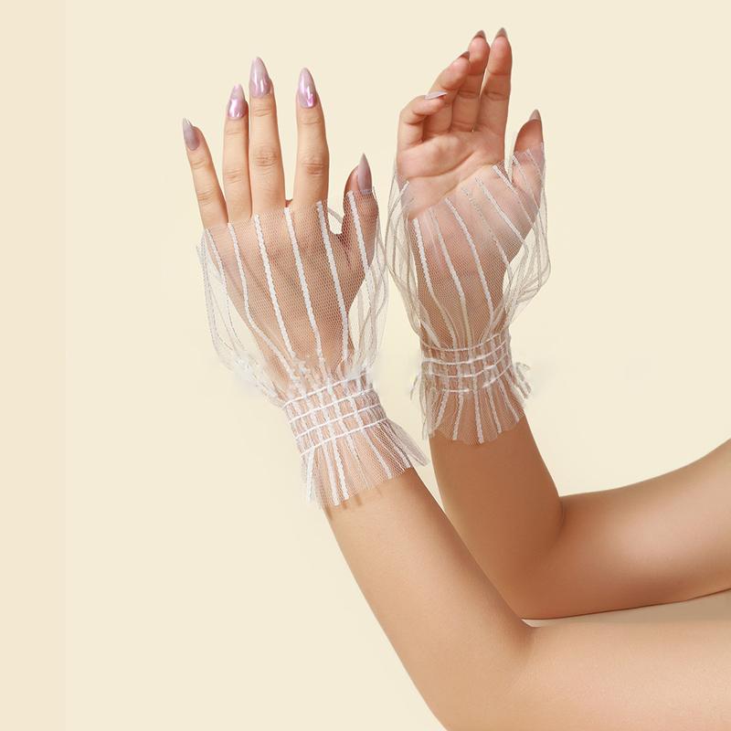 Perfect Match Mesh Decoration Fake Sleeves Removable Stretchy Fabric Wrist Flared Cuffs Sweater Ornaments Party Dresses Accessories