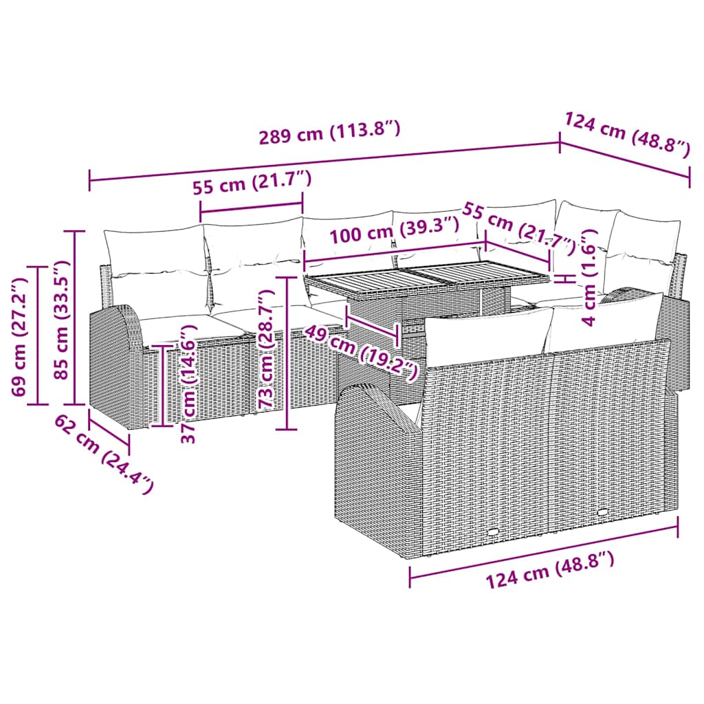 Garden Sofa Set with Storage 9 pcs Black Poly Rattan