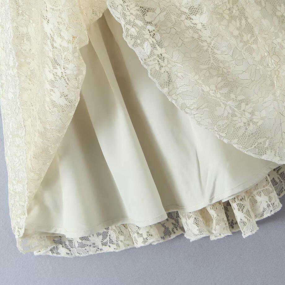 2026 Spring Floral Lace Sweetheart Dress with Bow Accent