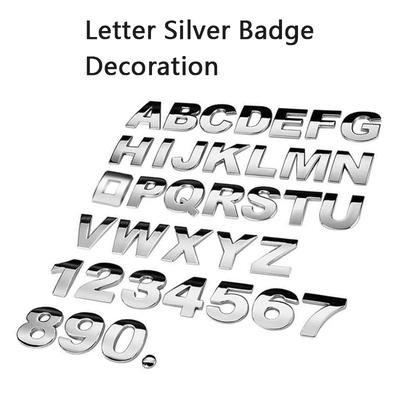 1 Peça Metal 3D 45mm 25mm DIY Letras Alfabeto Emblema Números Etiqueta Cromada Adesivo de Carro Digital Insígnia Acessórios