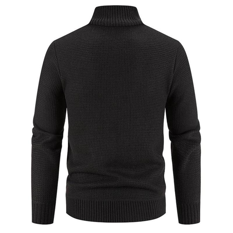 Herren Pullover mit Stehkragen und verdickter Fleece-Oberbekleidung, lockerer Strickpullover, Strickjacke, Winterpullover, modisches, schmales Oberteil