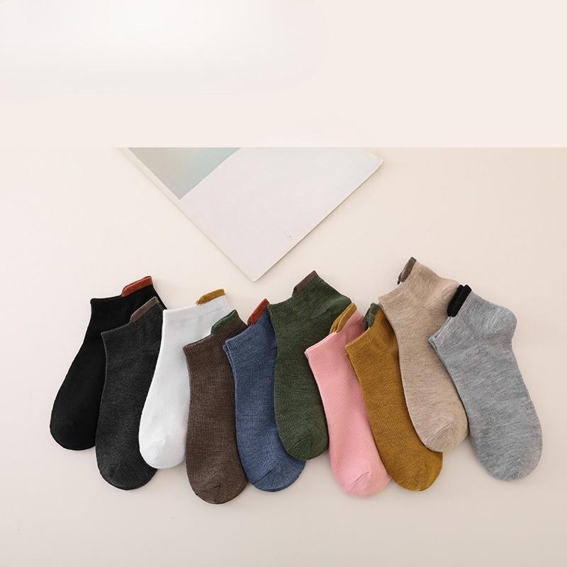 Damen Frühling und Sommer Dünne Reine Farbe Ohr Atmungsaktive Socken