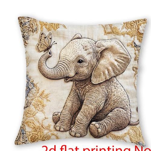 1/4pcs Vintage Safari Baby Animals Throw Pillow Covers Cute Elephant Giraffe Lion Cub Decorative Cushion Cases