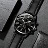 GENEVA Trendy Men's Minimalist Leather Belt Business Watch Set