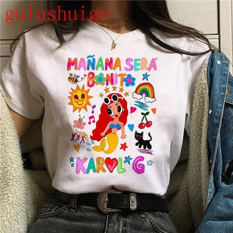 Y2k 90s Unisexana Sera Bonito Bichota Karol G Unisexs Tshirt Summer Casual Short Sleeve Tshirts O Neck Tee Trendy Unisexs Clothing