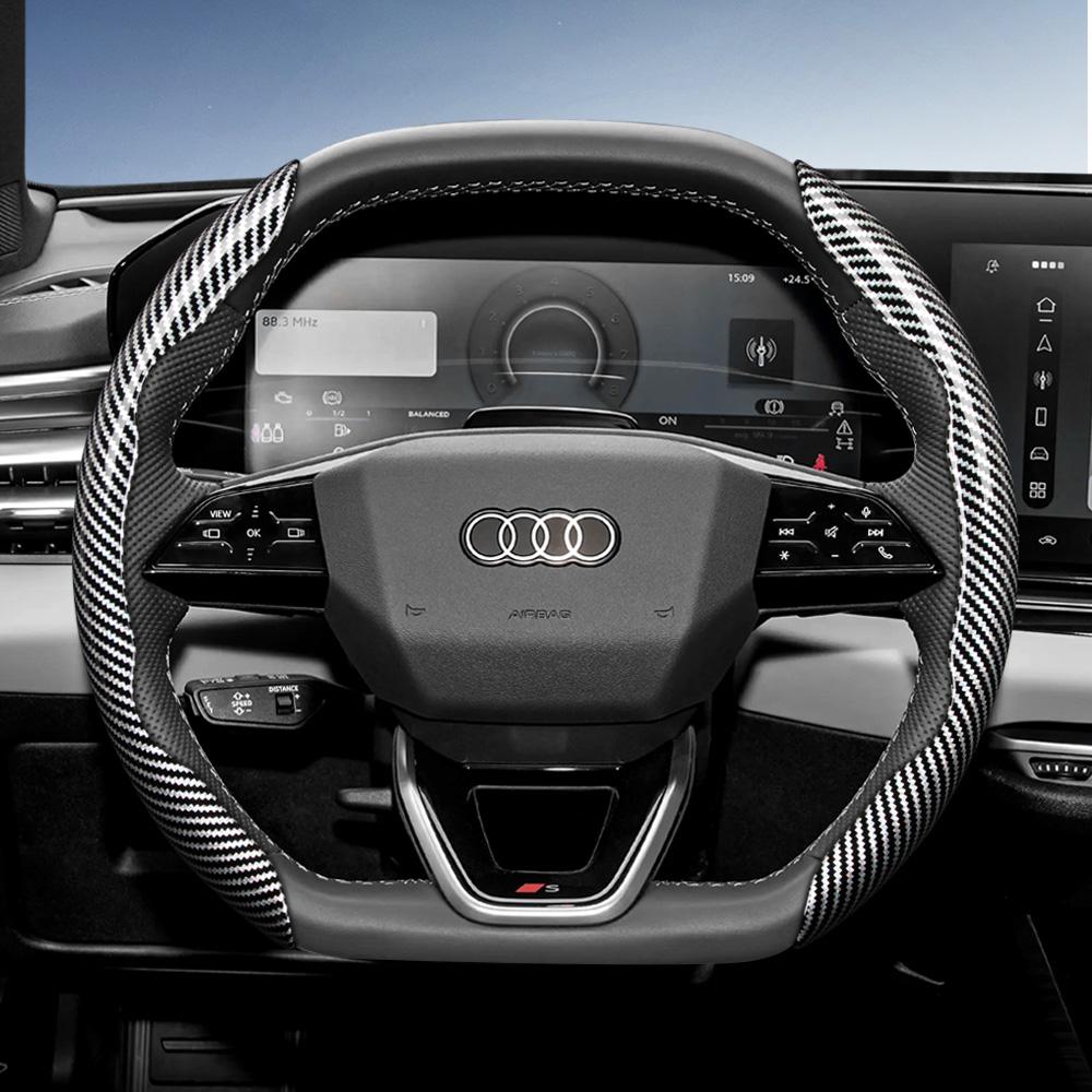 Suitable for 4HGVI Carbon Fiber Texture Steering Wheel Cover with Segmented Quick-Release Design, Durable, for Models Such as Q5 Q3 A4 A6 Q7