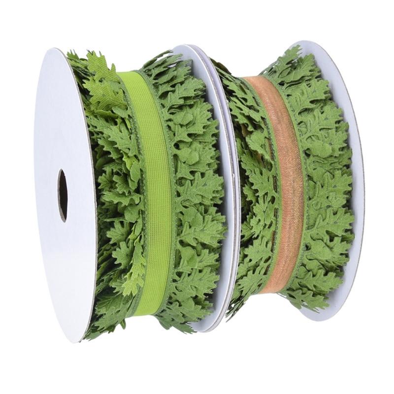 Leaf Ribbon Length 20M Christmas Decorative Ribbons for Bows Making Craft Embellishment Wedding Decoration Packaging