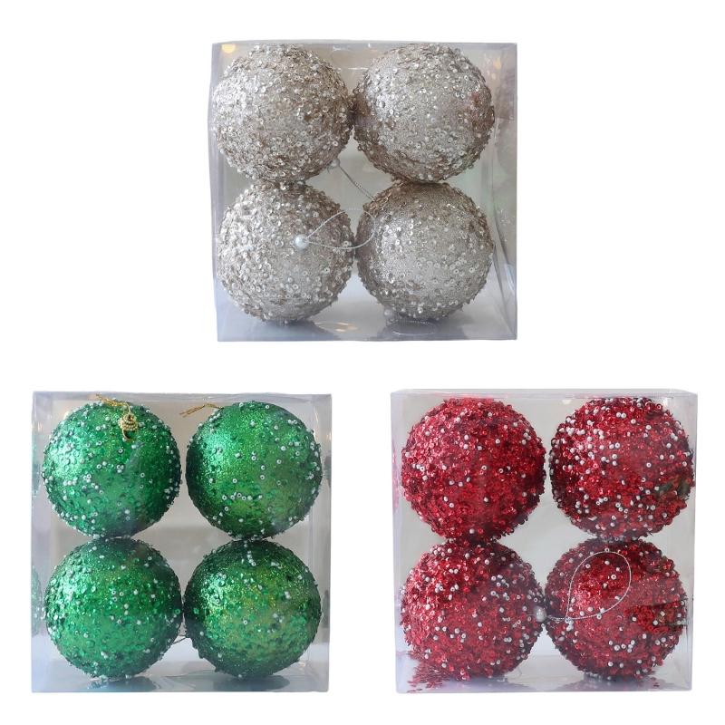 Reflective Foam Christmas Tree Decoration Pearls and Sequins Ball Feature Durable Portable Design Christmas Home Decoration