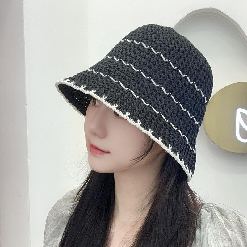 Straw Hat Female Breathable Hollow Woven Sun Hat Seaside Beach Face Small Sun Bucket Hat