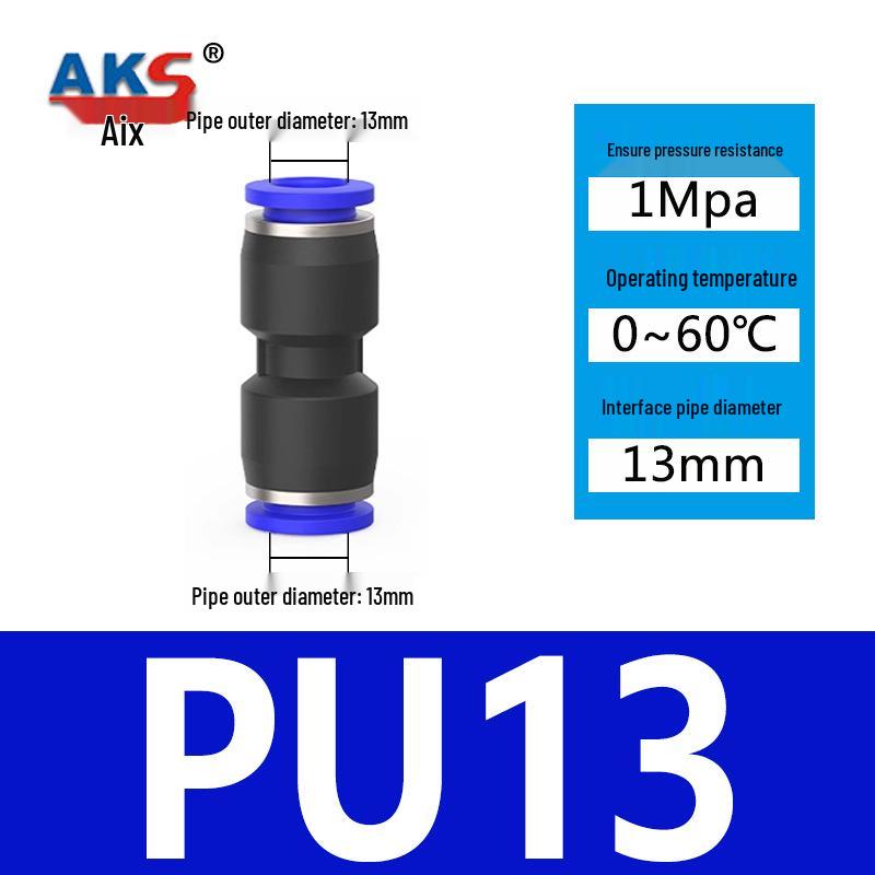 Pneumatic Nylon Air Hose Quick Connect Fittings: PU Straight, PY 5-Way, Cross 4-Way, PZA 3-Way, PE Connector with White/Blue Cap