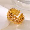 Luxury Zircon Ring For Women Gold Plated Stainless Steel Geometric Ring Hypoallergenic Wedding Christmas Jewelry Gift