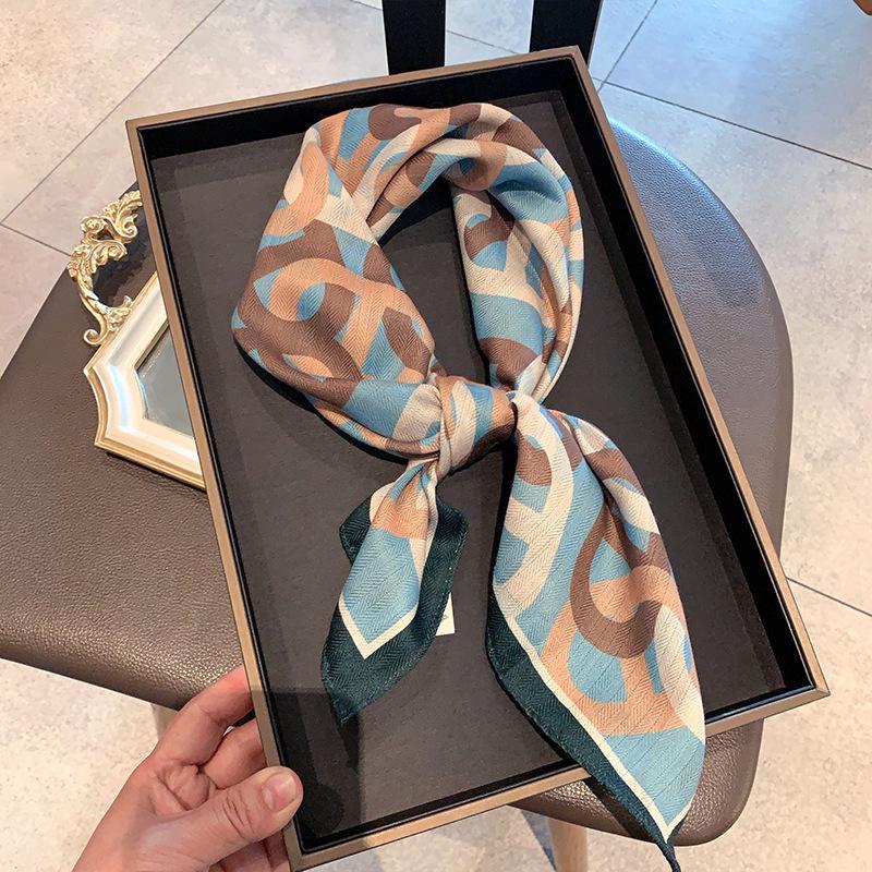 Double-sided Imitation Silk Wool Scarf Silk Scarf Women's New Neck Scarf Shirt Small Square Scarf Scarf Mother Gift