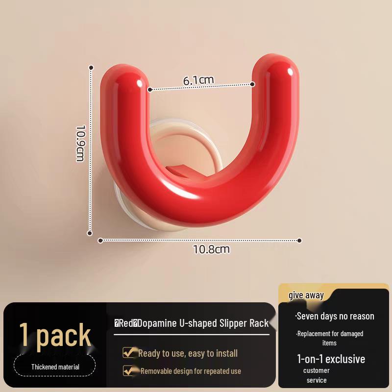 U-Shaped Suction Cup Hook for Slippers - No-Punch Wall-Mounted Bathroom Drain Rack