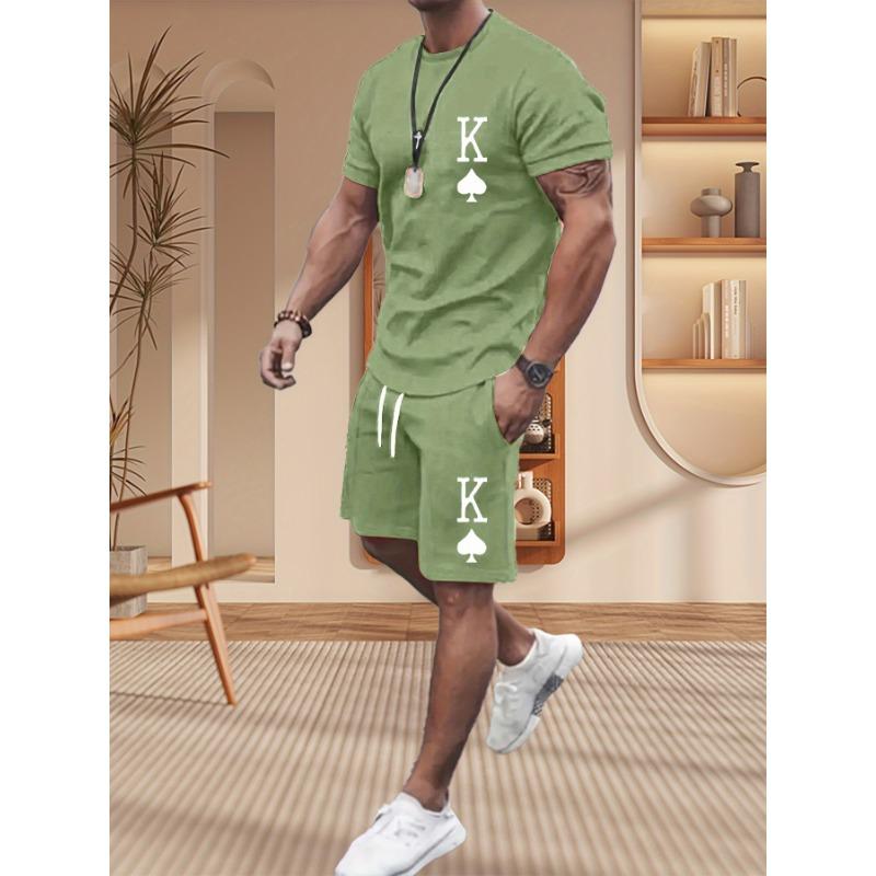 

Men S Summer Casual Sportswear Set, Breathable 3D Print Crew Neck T-Shirt and Shorts XXL
