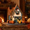 Seasonal Hand-Painted Harvest Cottage Statue Rustic Miniature Farmhouse Ornament
