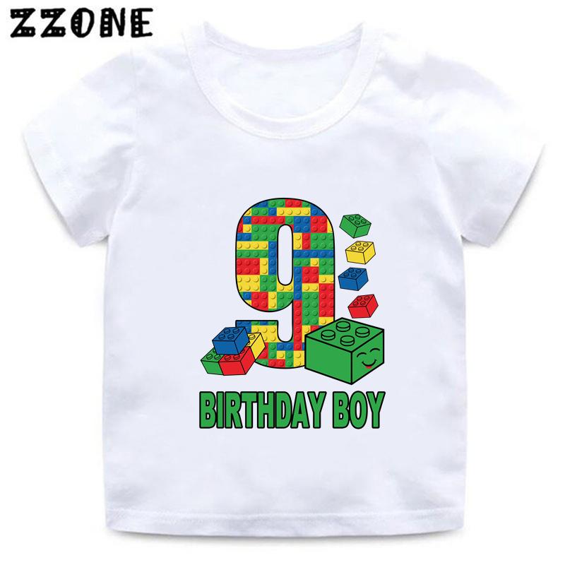 Master Builder Blocks Building Number Bow Print Boys Clothes 1 2 3 4 5 6 7 8 9 Years Birthday Kids T Shirt Baby Girls TShirts