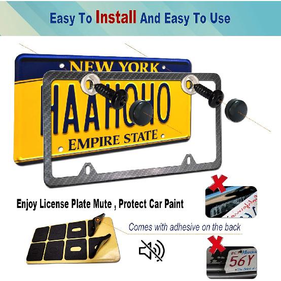 BGGTMO Black License Plate Screws- Stainless Steel Plate Mounting Hardware For Car Tag Frame, Anti-Theft Security Self-Tapping Screws Fit Front