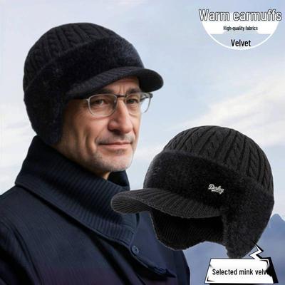 Men's Winter Duckbill Cap: Windproof, Woolen, Velvet-lined, Warm Knitted Hat for Outdoor Cycling