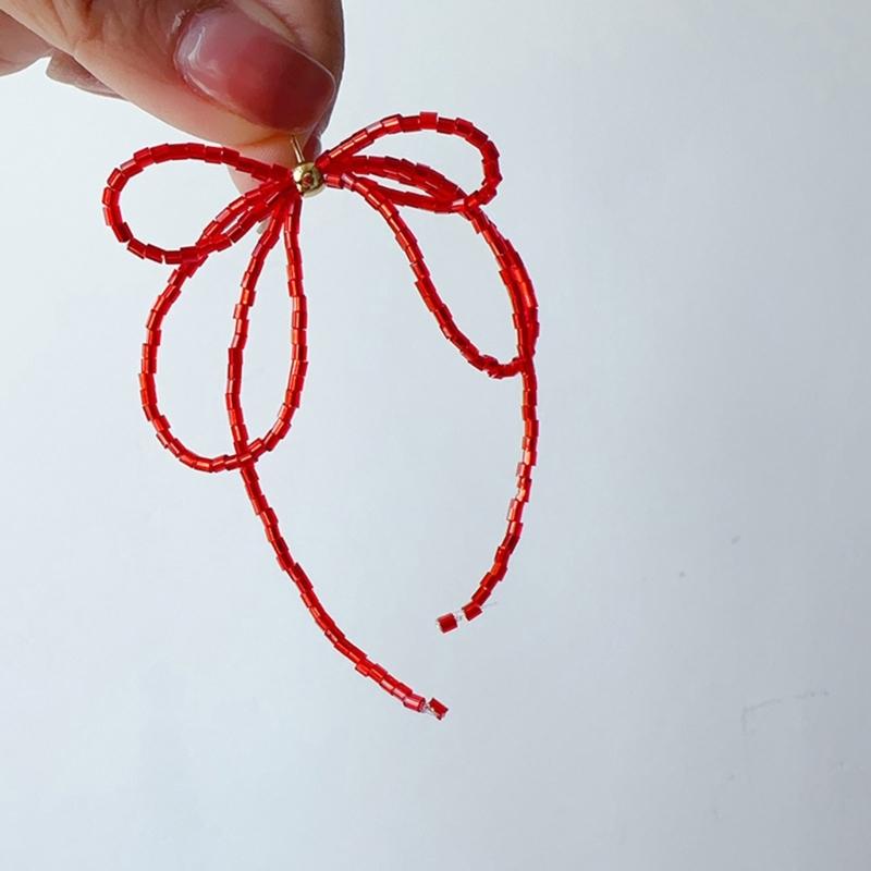 Exquisited Beaded Bowknot Drop Earrings Simple Dangle Earrings Fashion Tassels Drop Earrings Jewelry Small Hoop Earrings