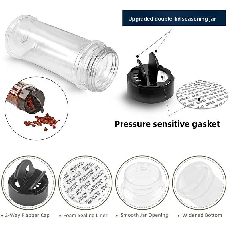 Butterfly Flip Spice Dispenser - Premium PET Spice Bottle with Double Flip Lid, Large Capacity Kitchen Seasoning Jar