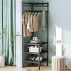 Modern Minimalist Metal Floor Coat Rack: Multifunctional Bedroom Clothes Hanger & Storage Solution.